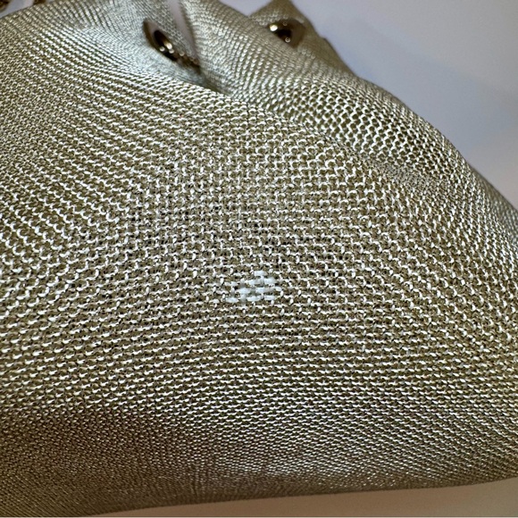 Jimmy Choo Bon Bon Champagne Gold Metallic Mesh Bucket Bag W Gold Chain Strap - Picture 13 of 15